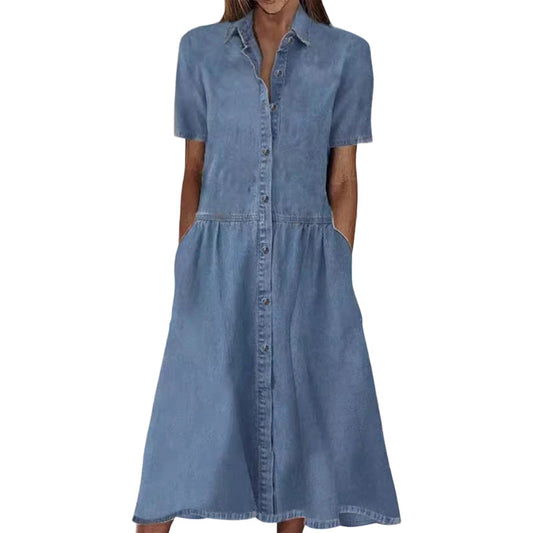 👗👖 Robe élégante et décontracté en denim à poches
