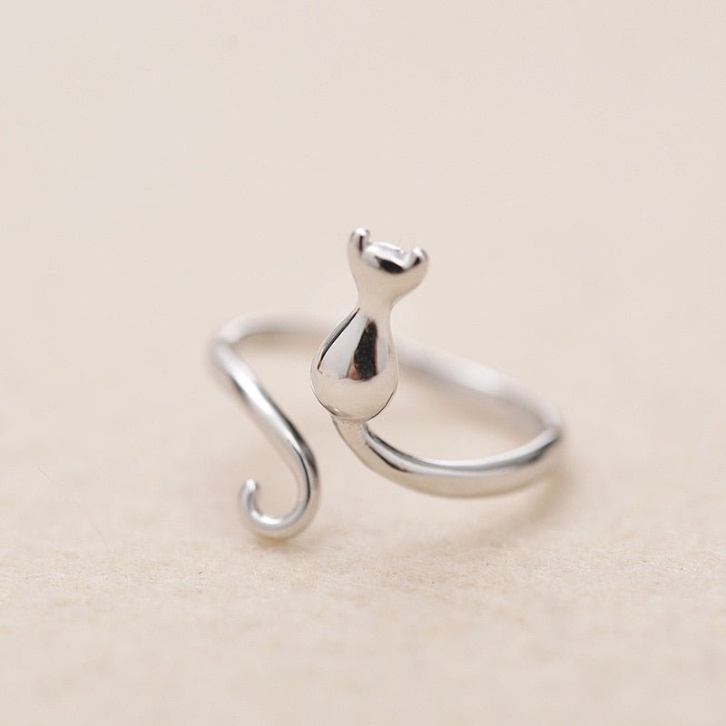 Bague adorable chat en acier inoxydable