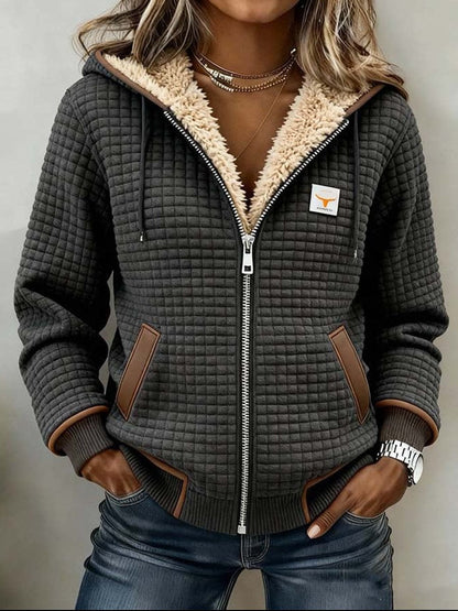 Bridgette | Veste à Capuche Texturée et Douillette avec Fermeture Éclair