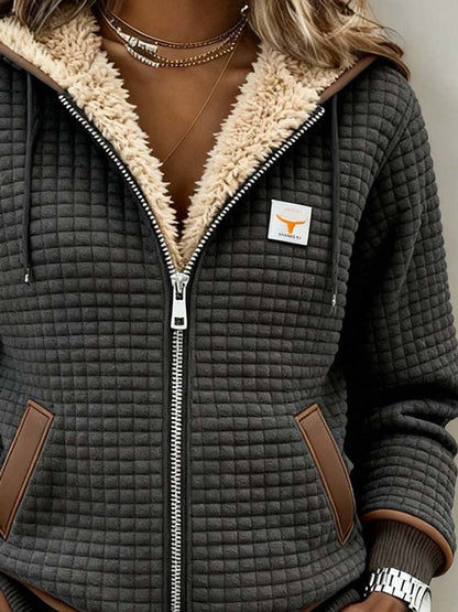 Bridgette | Veste à Capuche Texturée et Douillette avec Fermeture Éclair